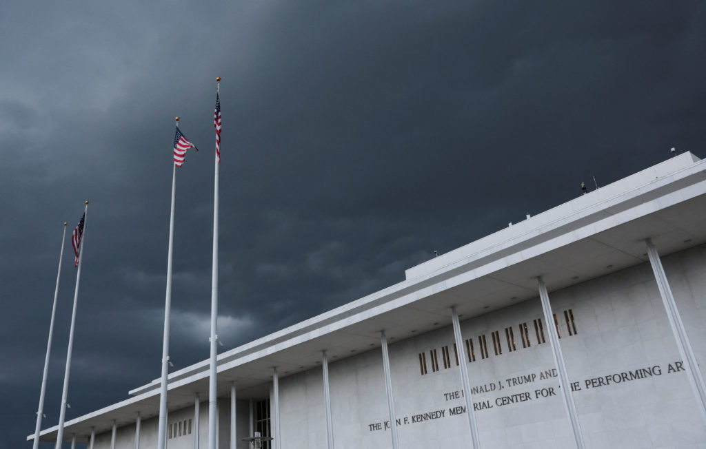 Source-feed image associated with Kennedy Center board seeks pause of ruling ordering removal of Trump's name by Friday deadline