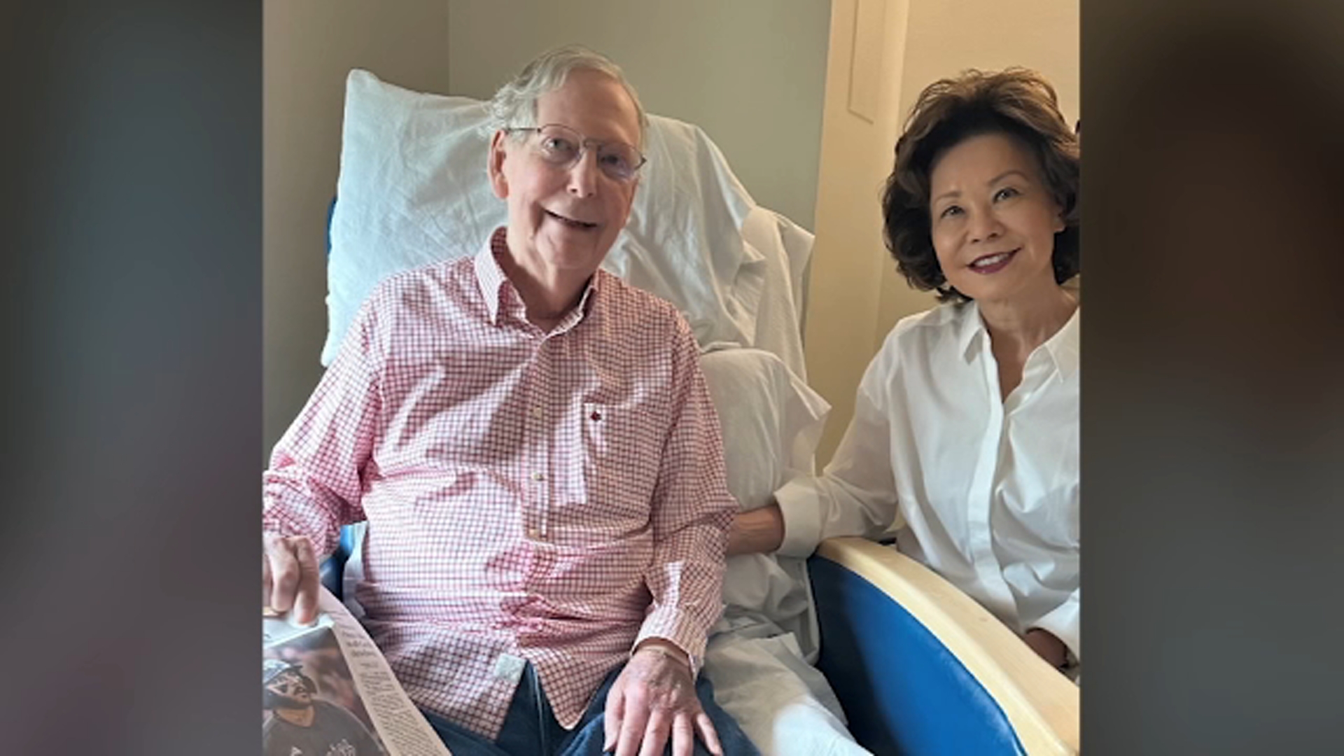 Source-feed image associated with McConnell says a fall led to his hospitalization, breaking weeks of silence about health condition