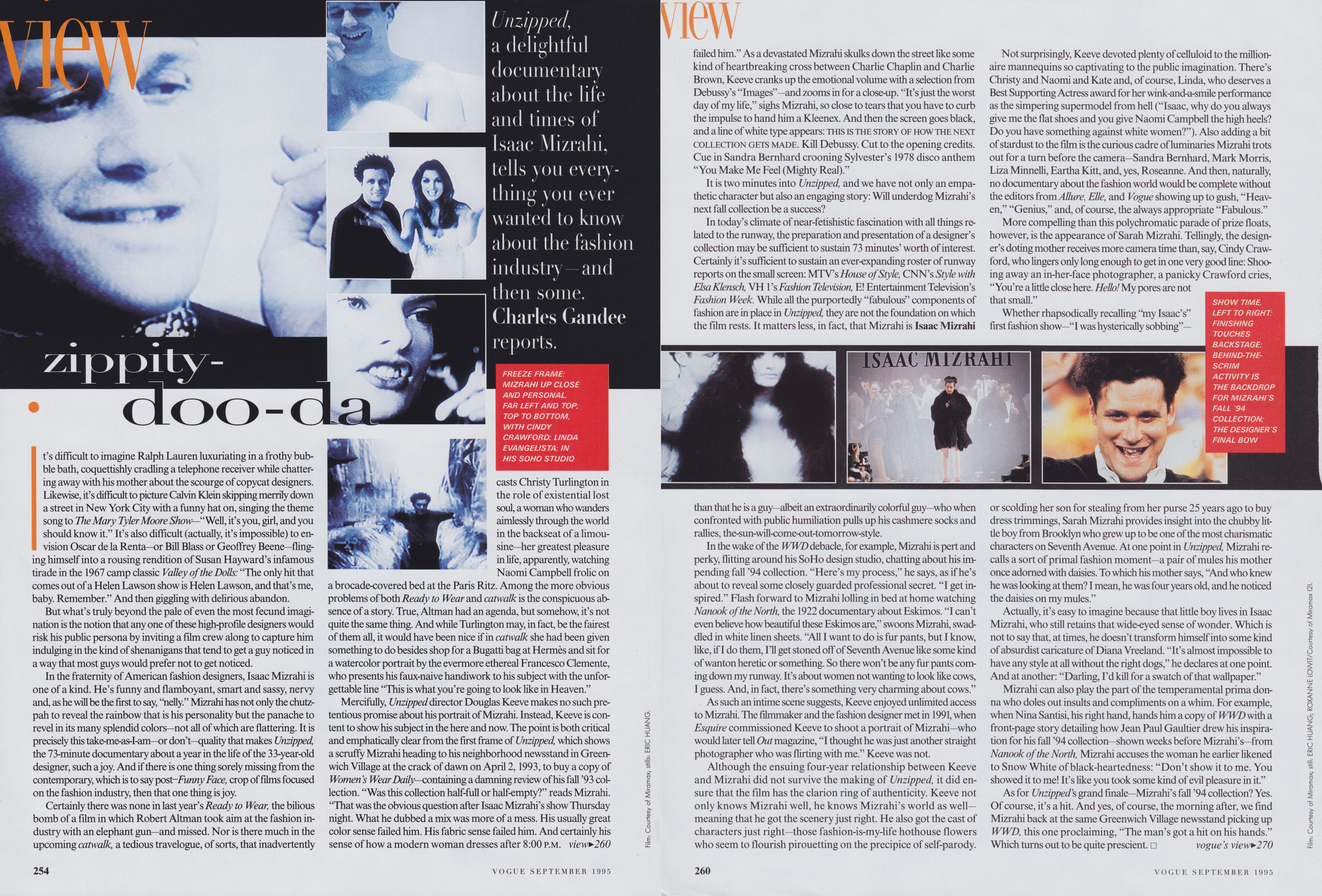 Image from linked report: From the Archives: Revisiting the Inception of Isaac Mizrahi’s Documentary, Unzipped