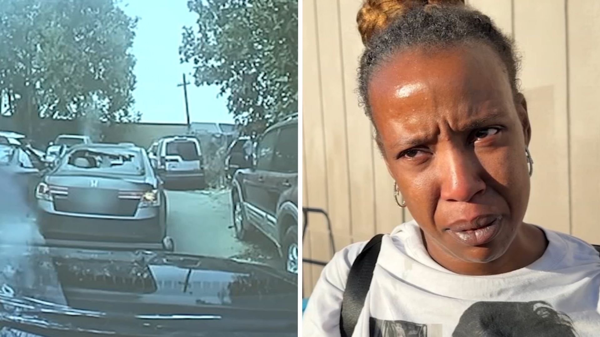 Source-feed image associated with Video released in fatal Vallejo police shooting of carjacking suspect; pregnant girlfriend speaks