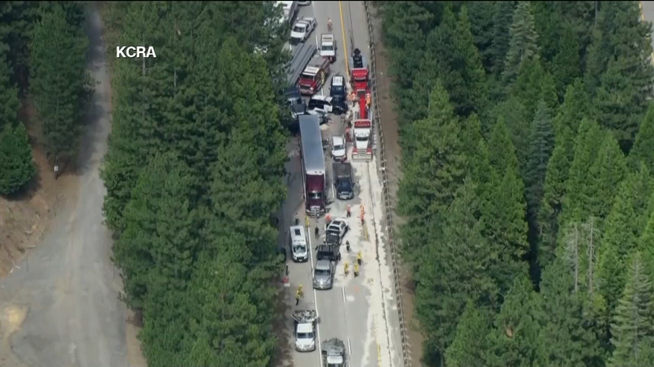 Source-feed image associated with Several injured after major crash involving big rigs, multiple cars on I-80 in Placer County: CHP