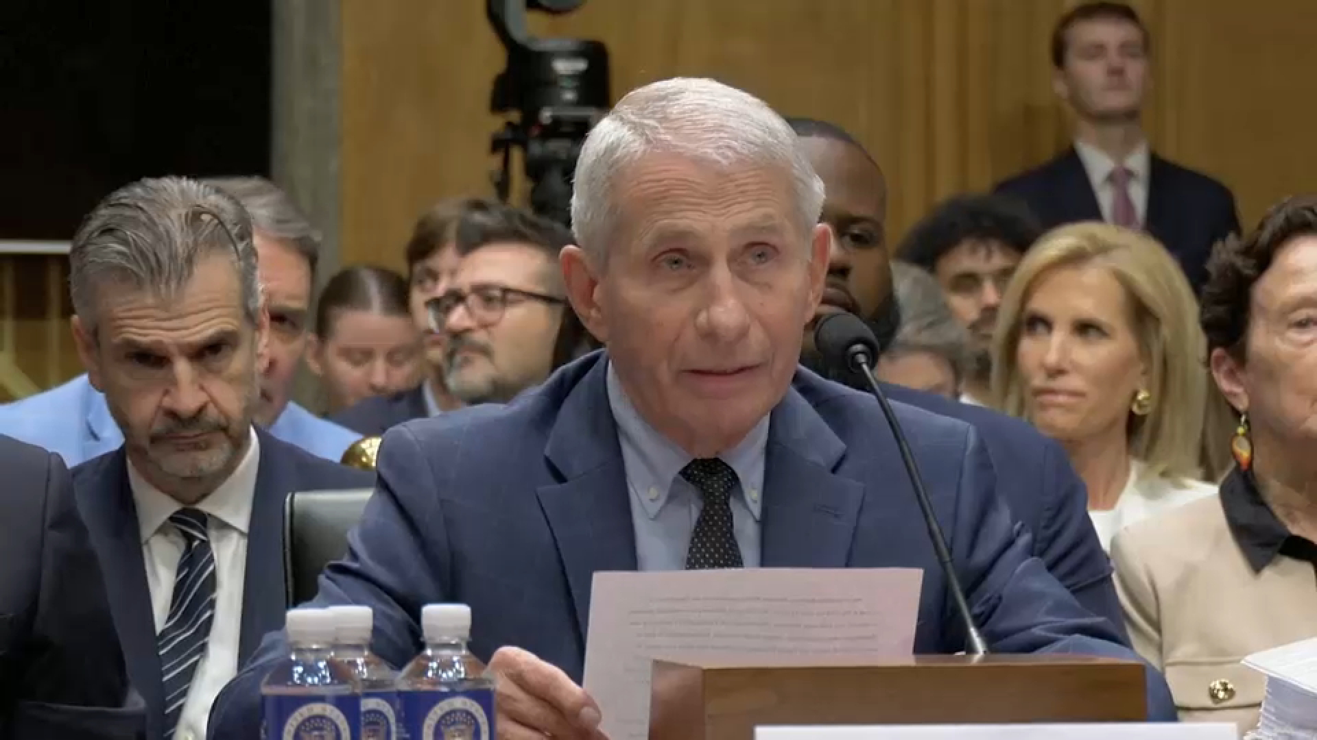 Source-feed image associated with Fauci repeatedly invokes the Fifth Amendment in a contentious Senate committee hearing