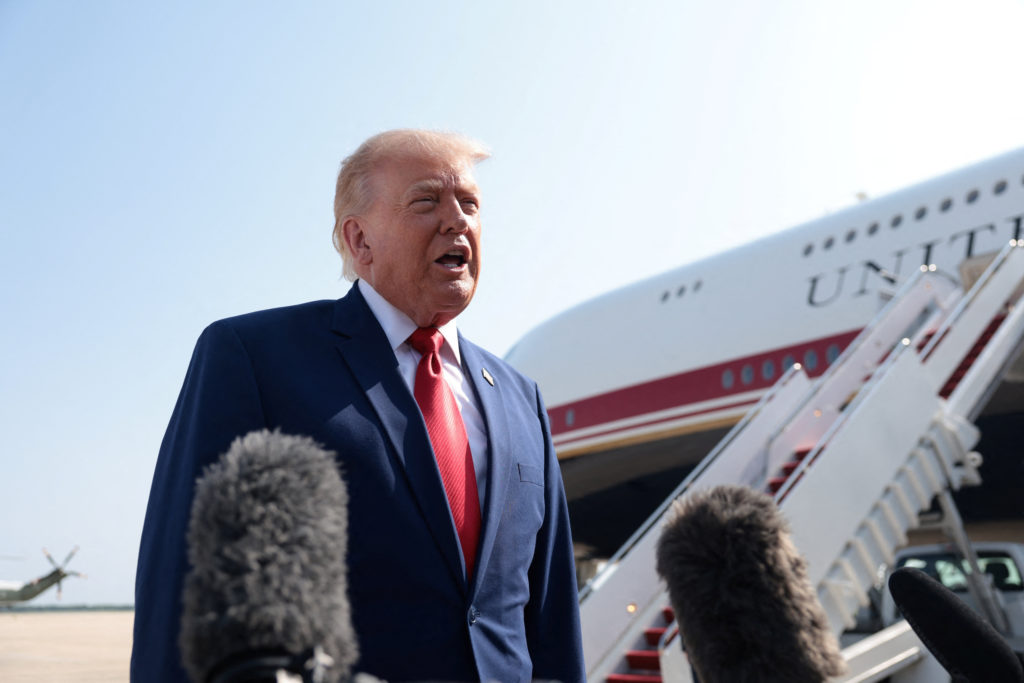 Source-feed image associated with Trump to travel to Michigan ahead of swing state's primary election