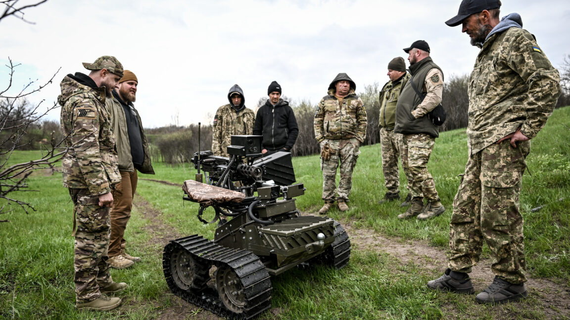 Source-feed image associated with Ukrainian drones deliver robots directly into battle by sea and air