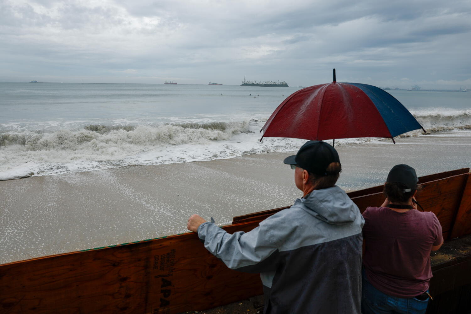 Source-feed image associated with L.A. hit by rare September rain and coastal flooding from Hurricane Marie
