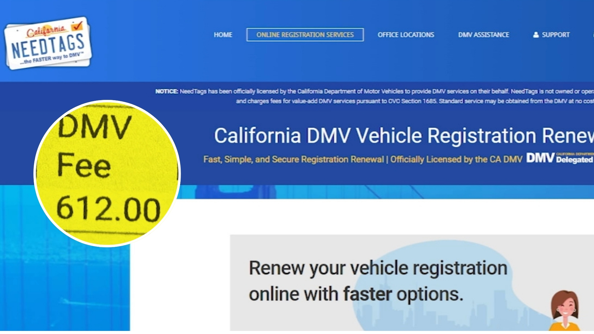 Source-feed image associated with Drivers angry DMV 'lookalikes' charge extra fees to register cars, and DMV gets a cut