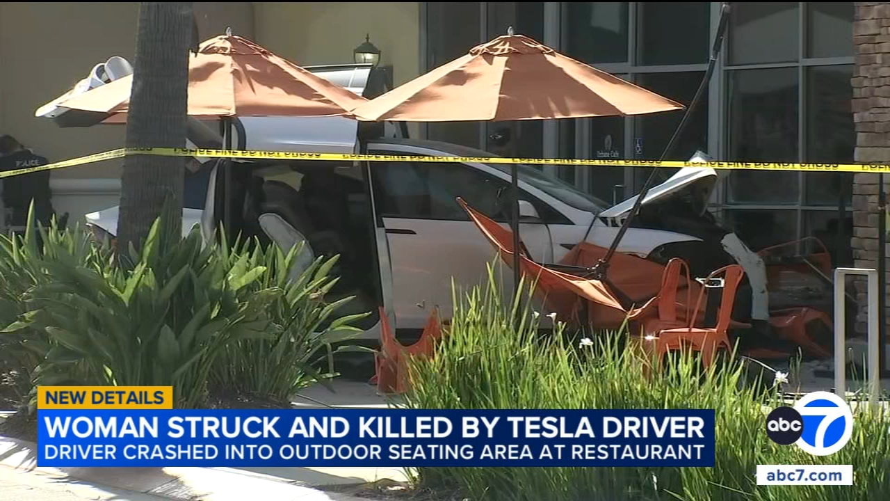 Source-feed image associated with 79-year-old pedestrian struck, killed in Tesla crash outside Simi Valley, California restaurant
