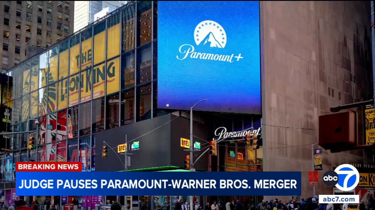 Source-feed image associated with Judge says Paramount and Warner must halt merger for at least 2 weeks, granting states' request