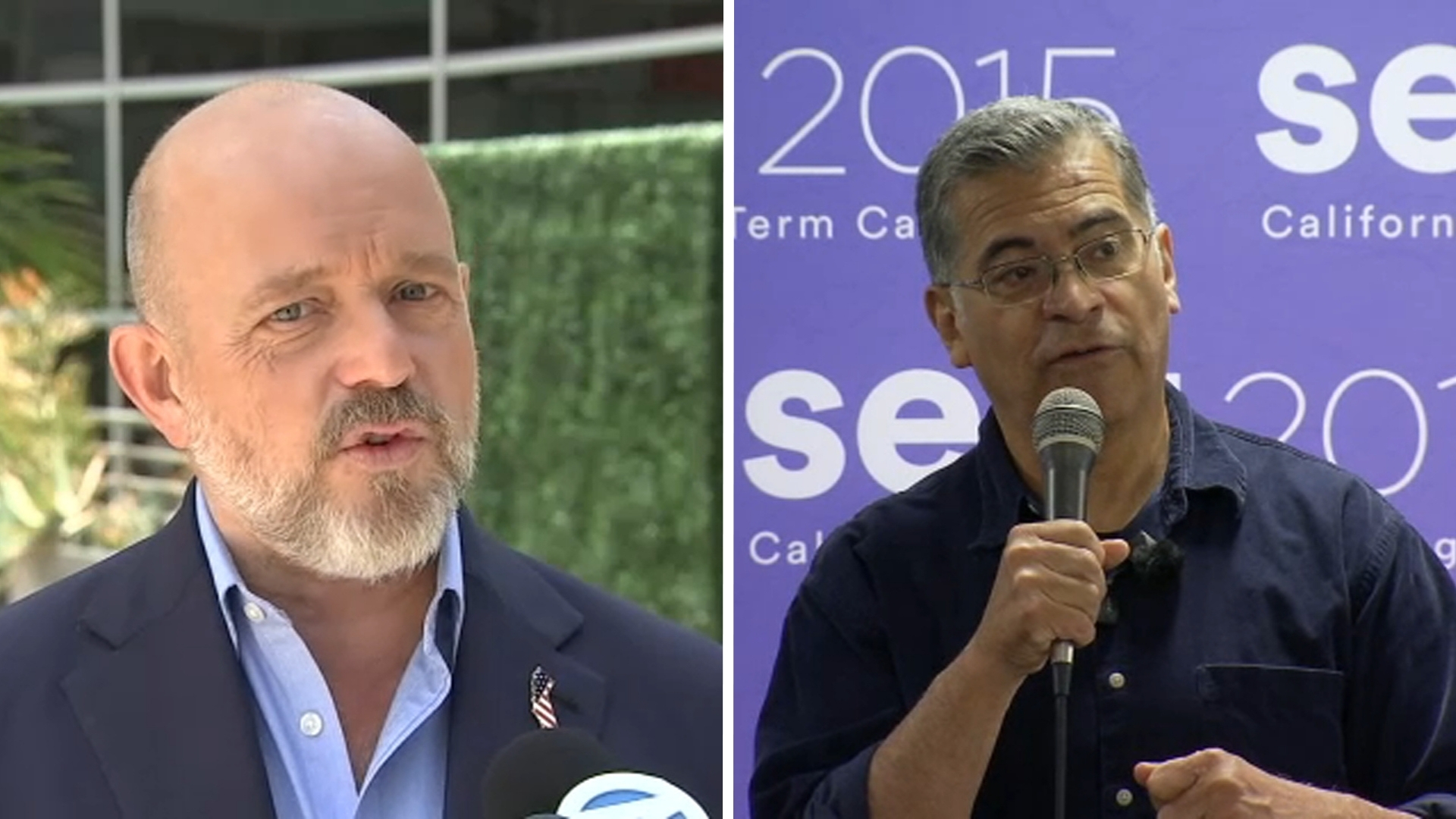 Source-feed image associated with Xavier Becerra and Steve Hilton lead the pack in the race for California governor, new poll shows