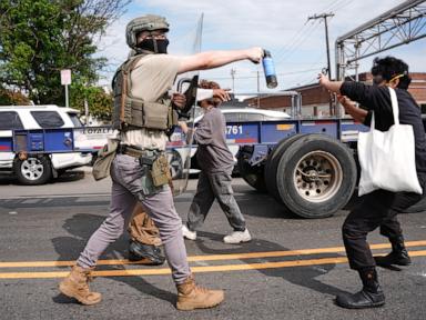 Source-feed image associated with 6 protesters arrested after clash with ICE officers outside a New Jersey detention center