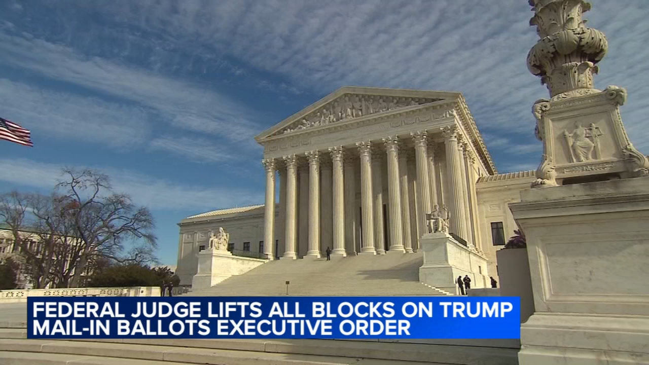 Source-feed image associated with Federal judge lifts all blocks on Trump mail-in ballots executive order