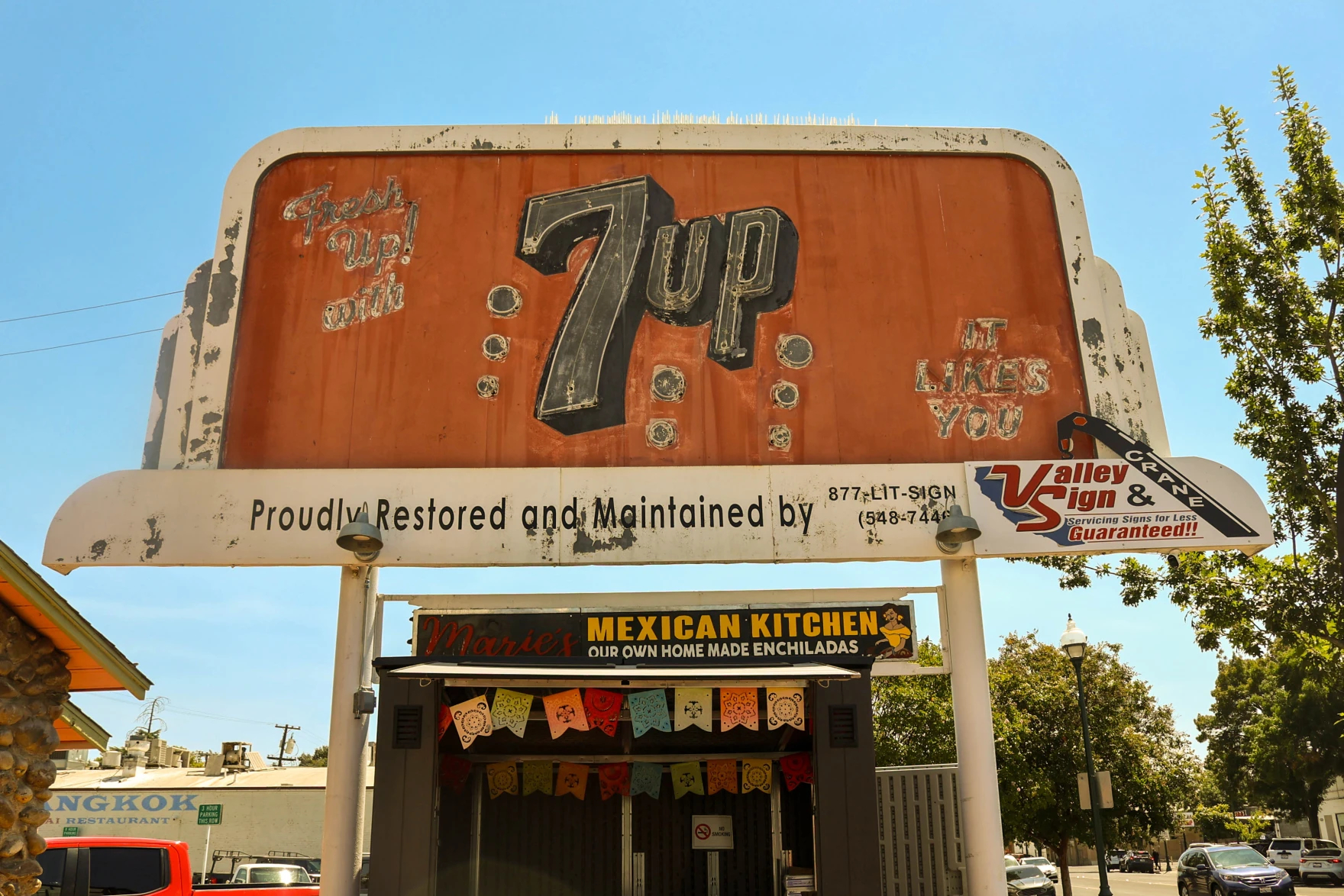 Image from linked report: Historians Try to Discover Mystery Behind Central Valley 7UP Signs