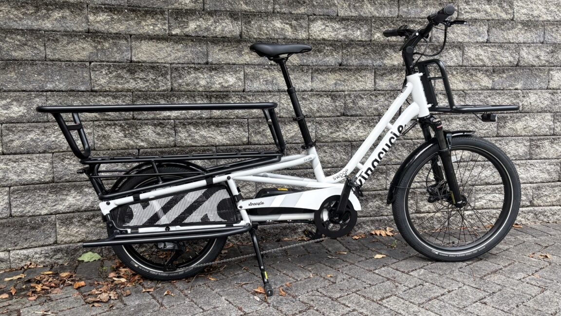 Source-feed image associated with Xtracycle's Swoop ASM e-bike brings an automatic transmission to cargo bikes