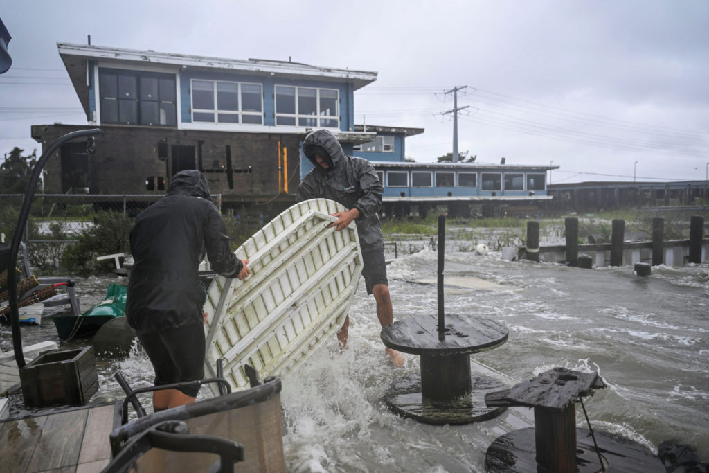 Image from linked report: Roads flood in New Jersey, inundate some homes, as major signs of nor'easter take shape