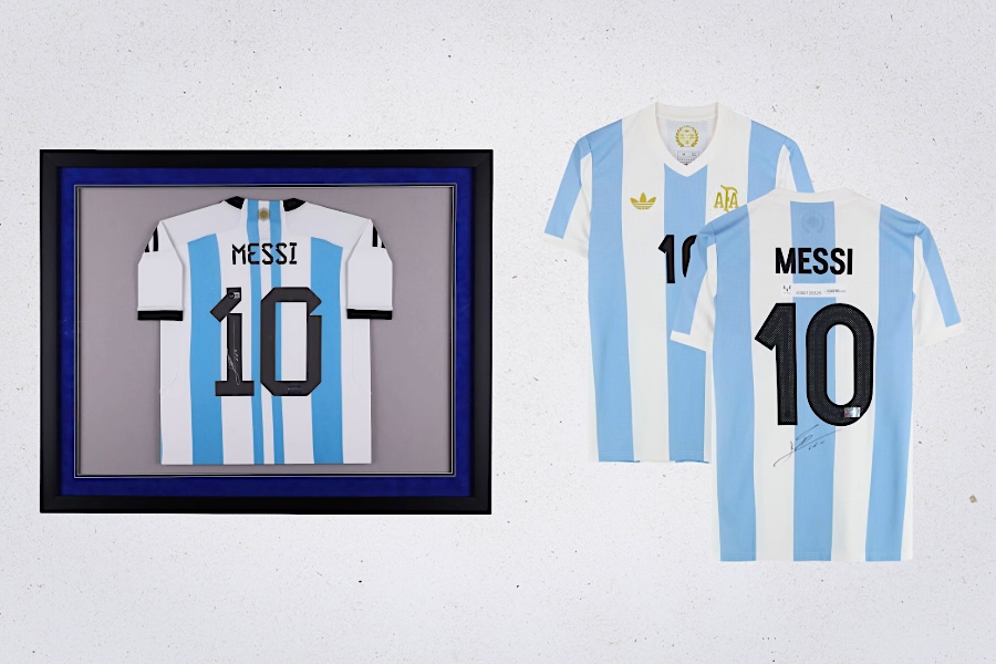 Source-feed image associated with Autographed Lionel Messi Memorabilia Drops Online as Argentine Star Leads Team Into World Cup Quarterfinals