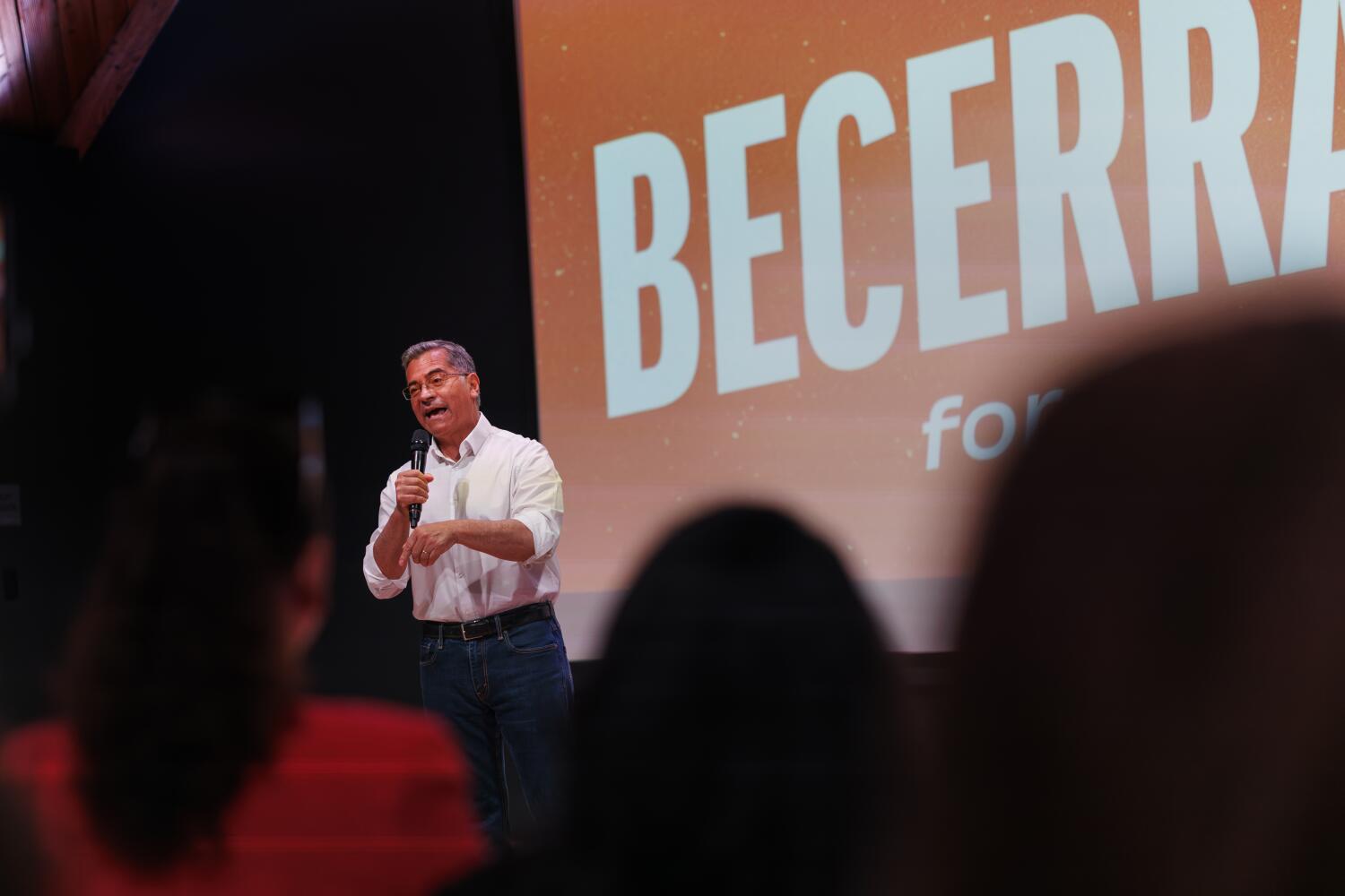 Source-feed image associated with Becerra gains support in latest poll with Steyer and Hilton not far behind