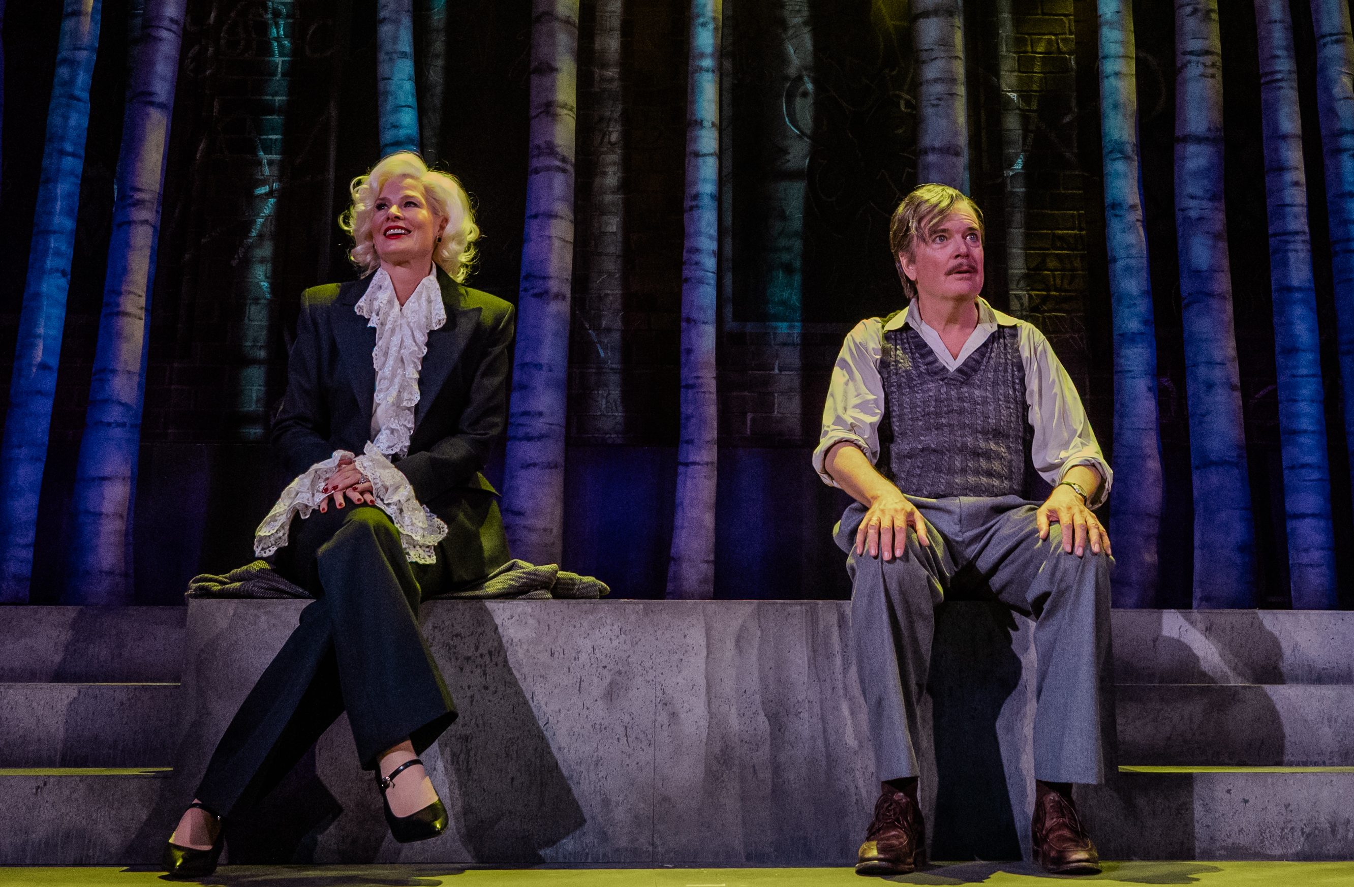 Image from linked report: ‘The Visit’ at Pasadena Playhouse Review: The ’50s Absurdist Comedy Is Too Smug in Its Peak-Bleak View of Venal Humanity, but Jefferson Mays and Melinda Page Hamilton Are Worth the Visit