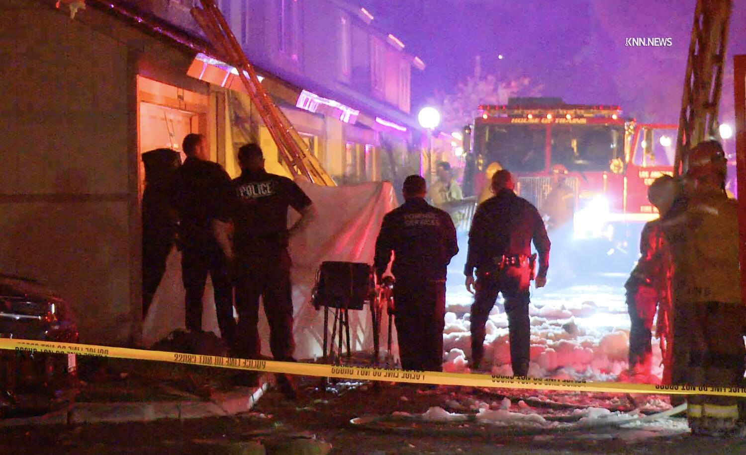 Source-feed image associated with 1 dead, 60 displaced after fire in Baldwin Park townhouse community