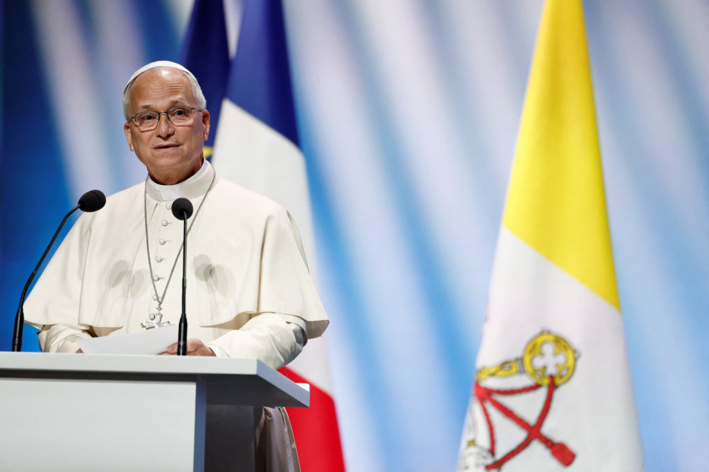 Image from linked report: Pope Leo wraps up France trip by urging Europe to blunt 'desire for domination' driving today's wars