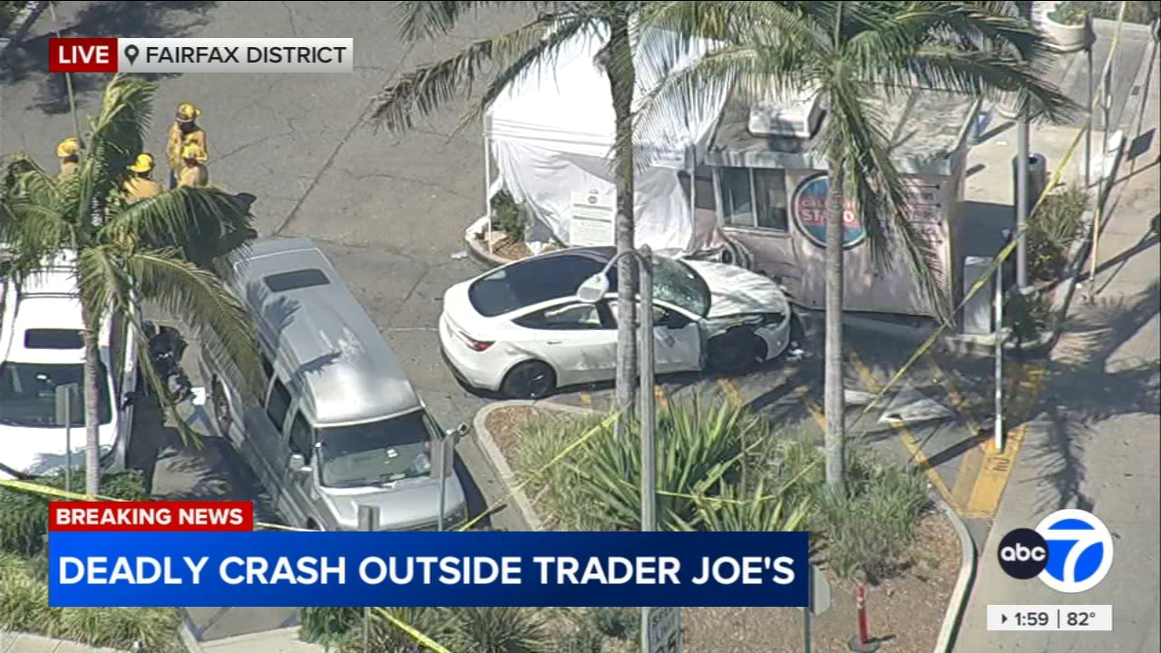 Source-feed image associated with 1 killed, 4 hurt after car hits pedestrians in parking lot outside Trader Joe's in Los Angeles