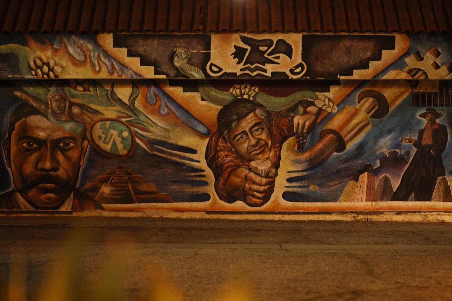 Source-feed image associated with Arellano: On the avenue that bears César Chávez's name, murals honoring him remain — for now