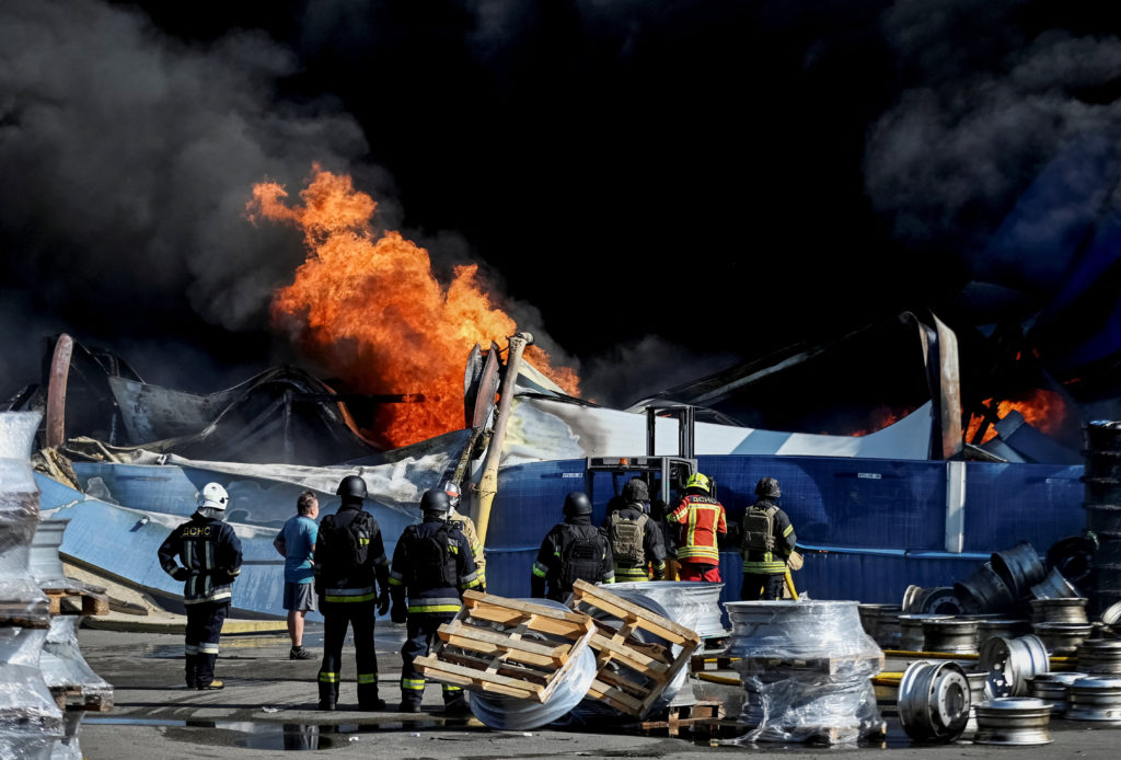 Source-feed image associated with Russian strike on a Ukrainian warehouse kills 37 in the war's deadliest attack this year